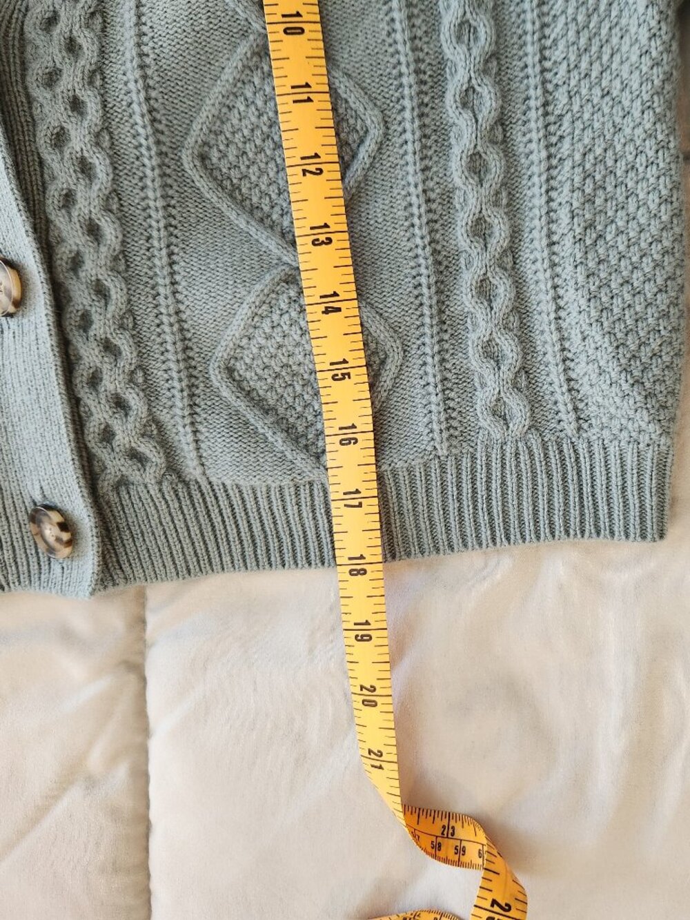 Madewell cable knit cropped vneck cardigan sweater wool cotton - Picture 7 of 10